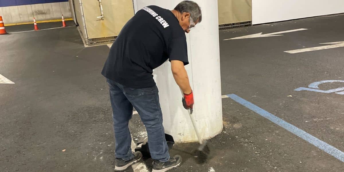 Cleaning exterior spaces - construction renovation project