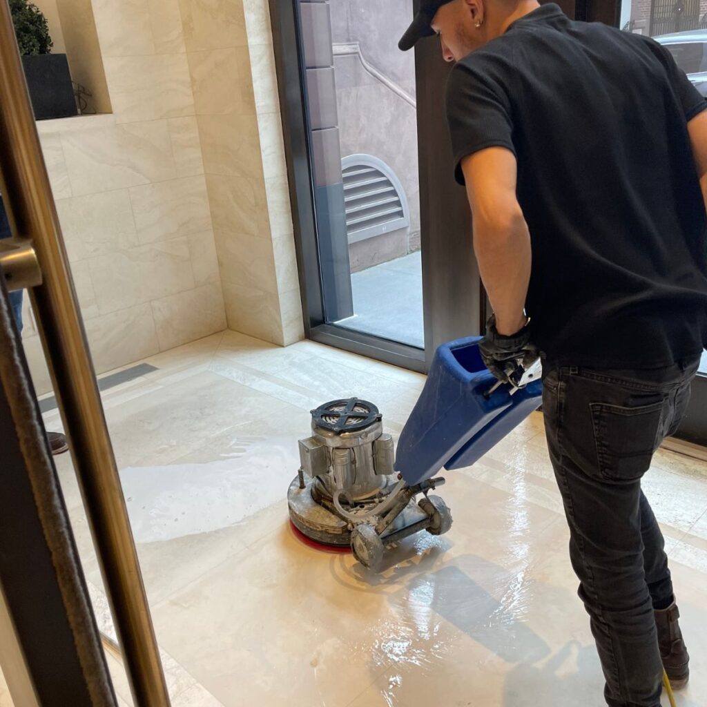 Deep cleaning marble floors in office Deep cleaning marble floors in office