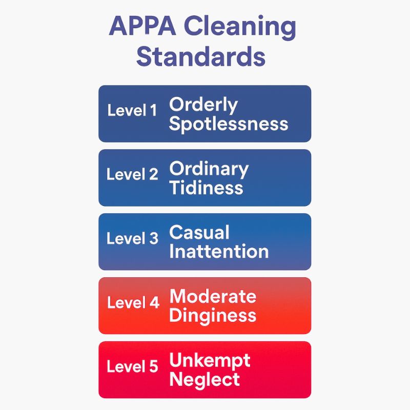The five APPA Levels of Cleanliness illustration