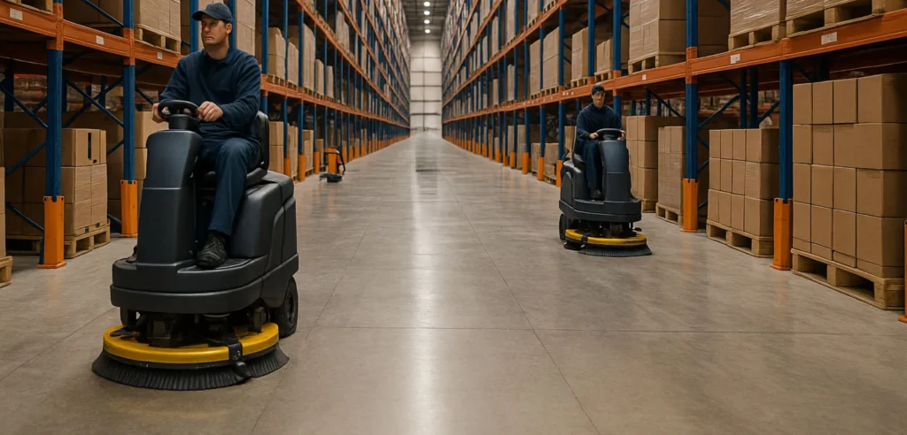 Floor cleaning in NYC warehouse and distribution center